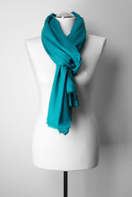 Lade das Bild in den Galerie-Viewer, Pashmina, 100% Kaschmirwolle, Türkis
