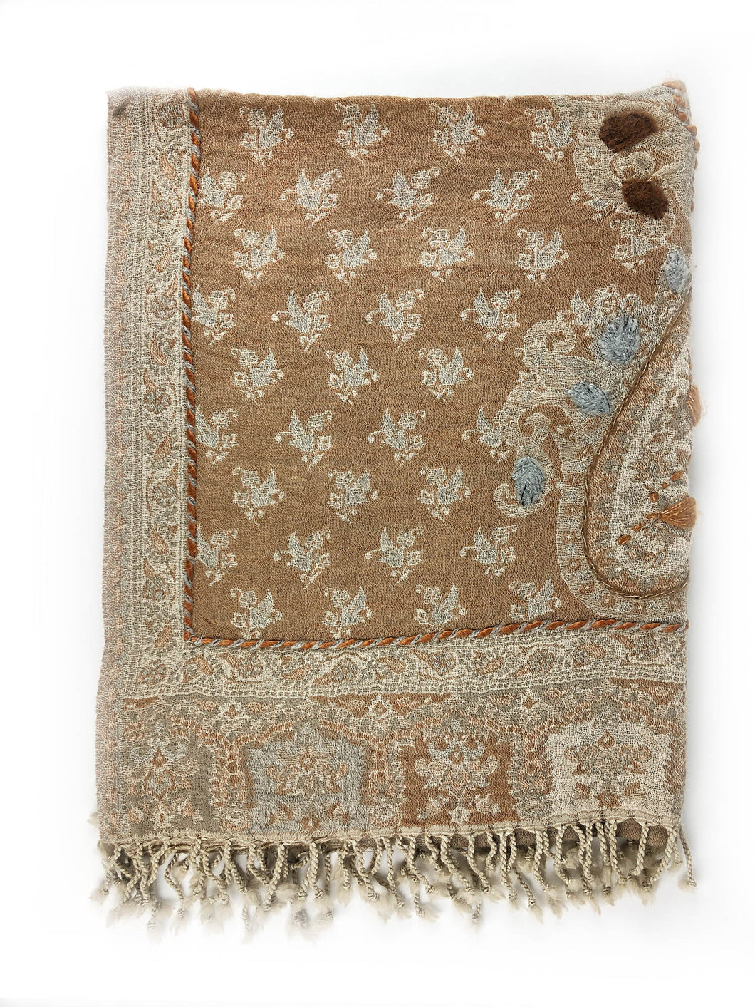 Bestickter Wollschal mit Paisley-Stickerei