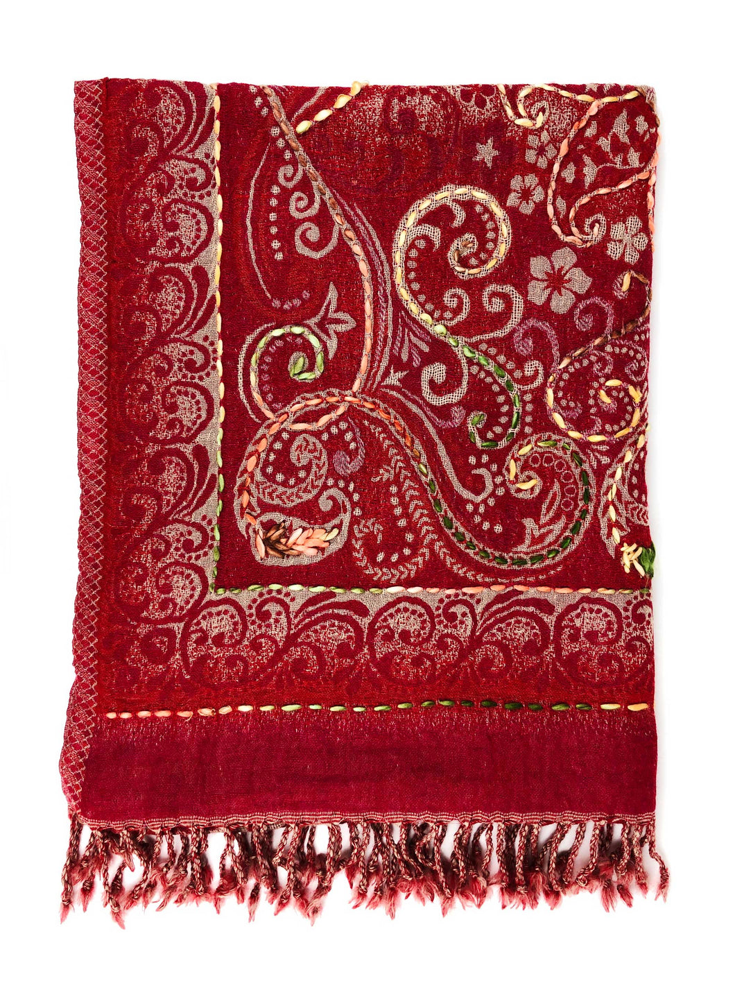 Bestickter Wollschal mit orientalischen Ornamenten